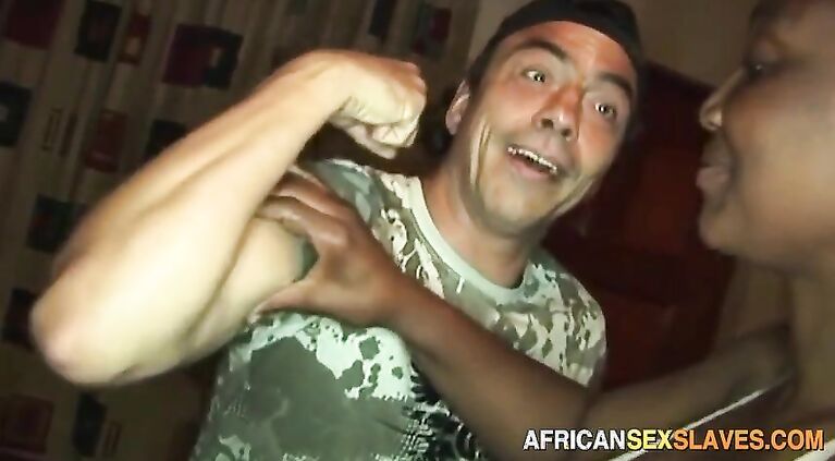 Smiling mature African is happy to be used hardcore by white guys