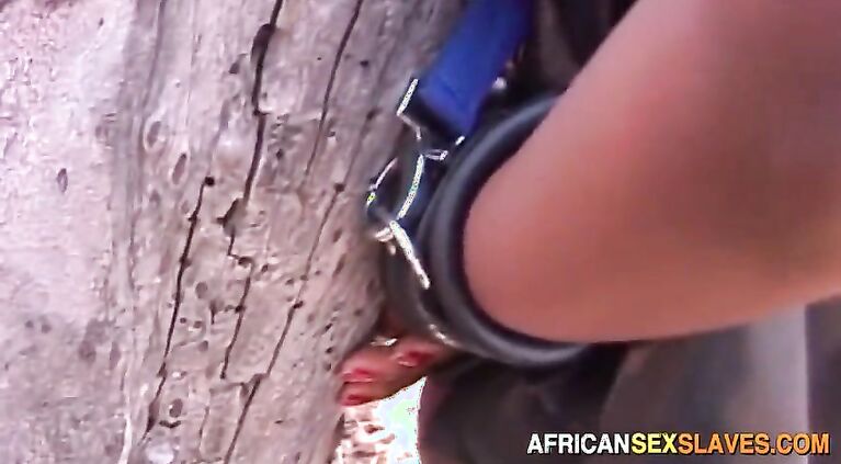 Ebony BDSM Sex Slaves Tied Up In Forest