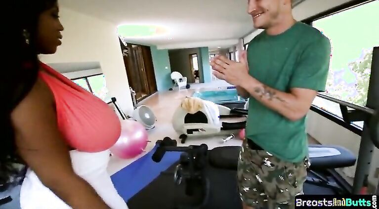 Bigtitted ebony mature banged from behind