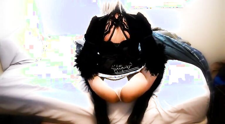 2B Cosplay Tease w/ Dildo hotdogging