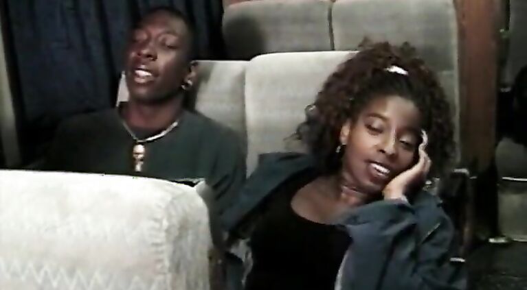 Ebony bitch getting fucked in a bus