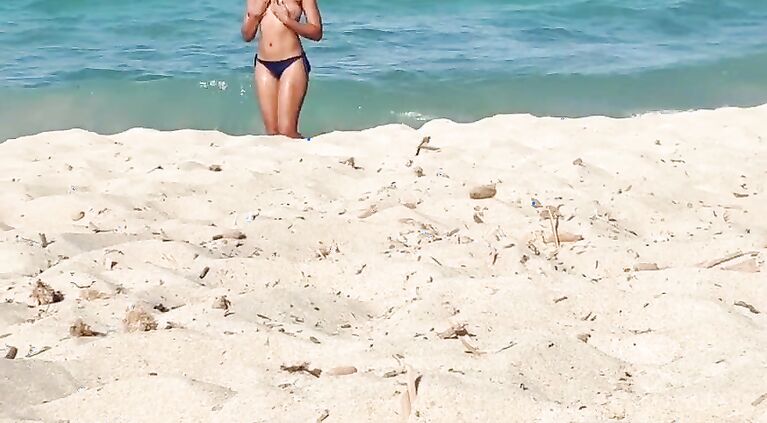 Naked beach hot wife exhibitionist and masturbating in public