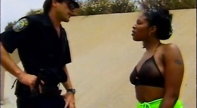 Slutty ebony babe banged by dirty policeman